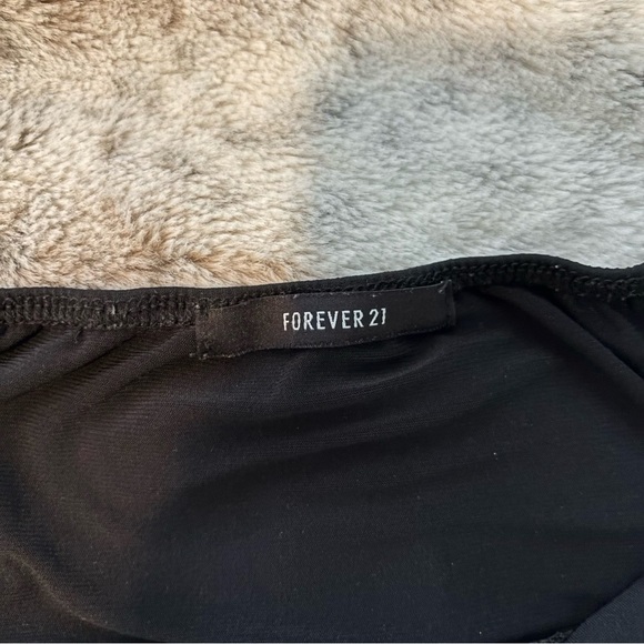 Forever 21 Black Slinky Cut Out Halter Dress with Flutter Cap Sleeves Size S - Picture 10 of 11